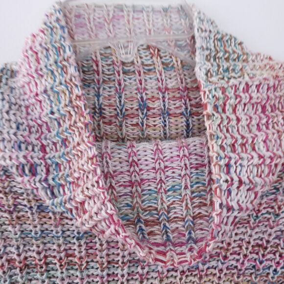 Peruvian Connection Pullover Sweater Large, Cotton, Chunky Rib Knit, Multicolor - Picture 3 of 7